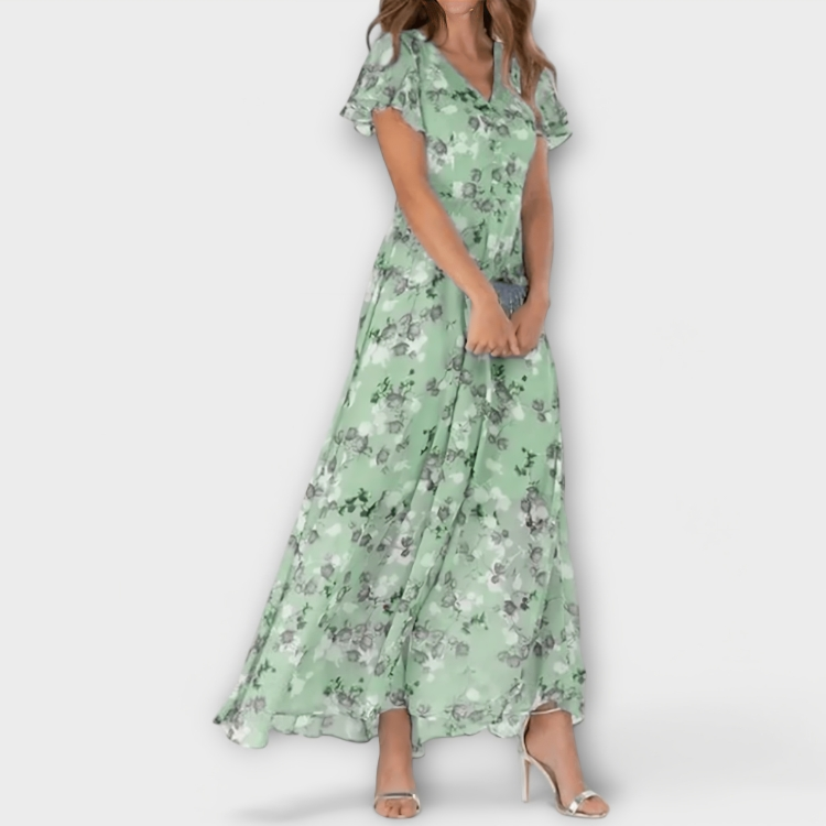 Jasmina | Virágmintás Chiffon Maxi Ruha
